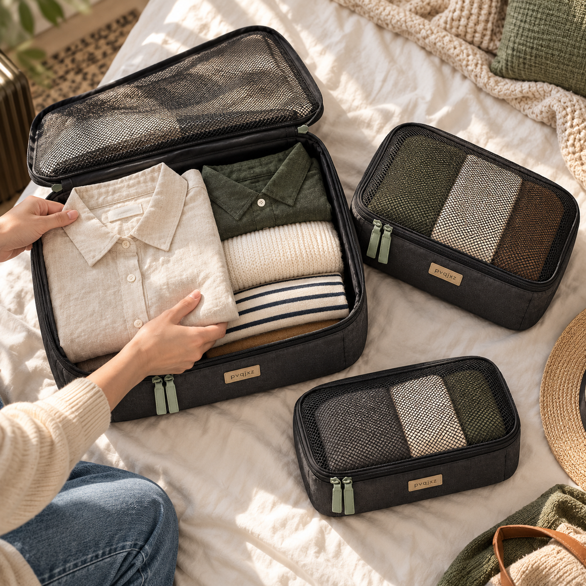 pvqjxz Charcoal Packing Cube Set
